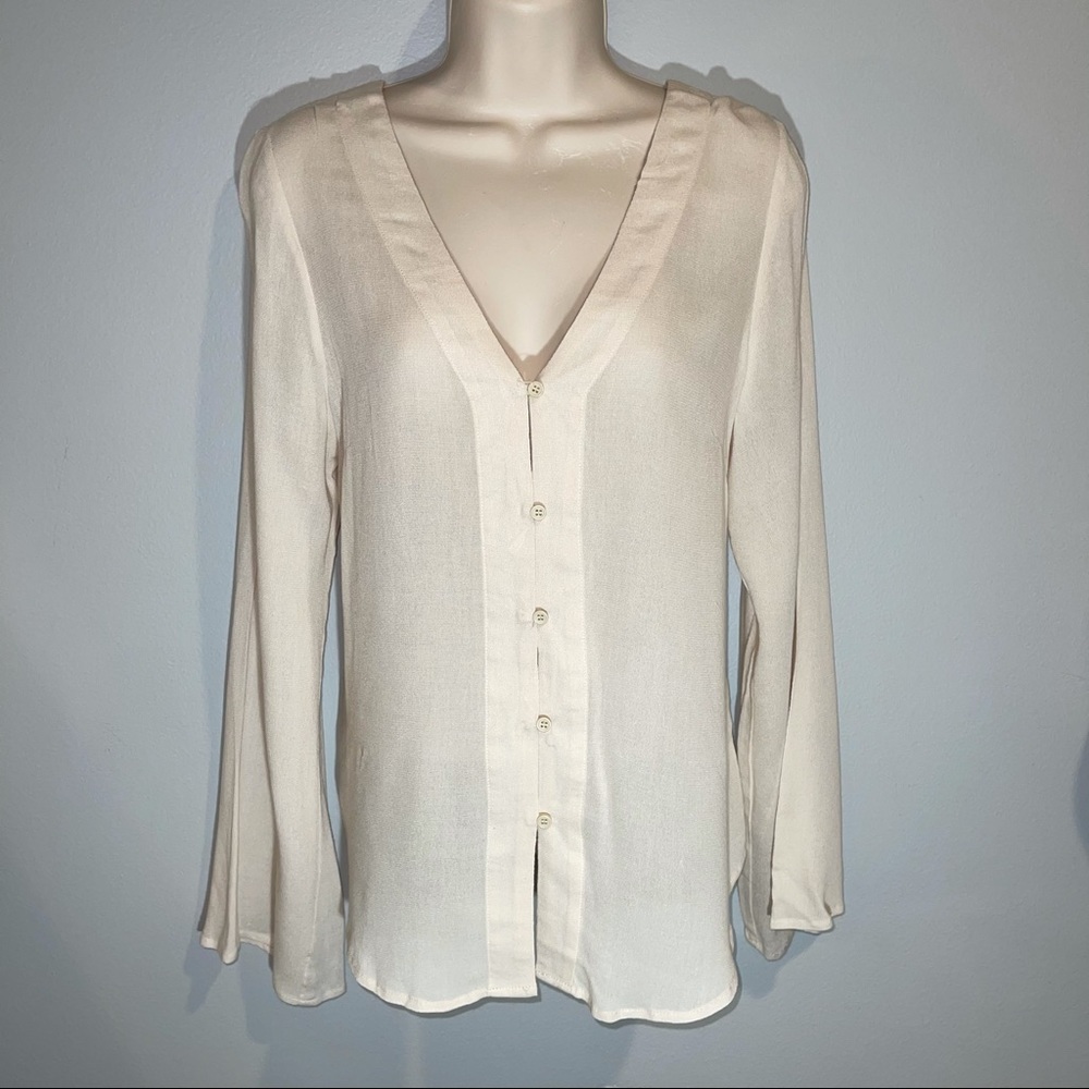 Vestique Blouse with Button and Lace Up Details